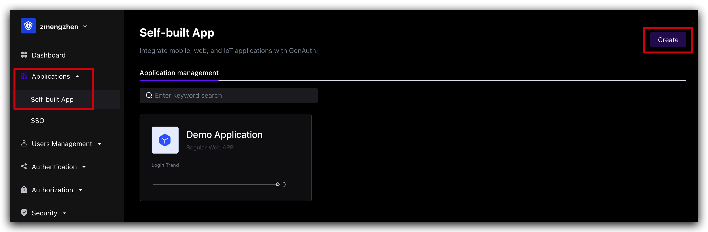 Create GenAuth MFA application