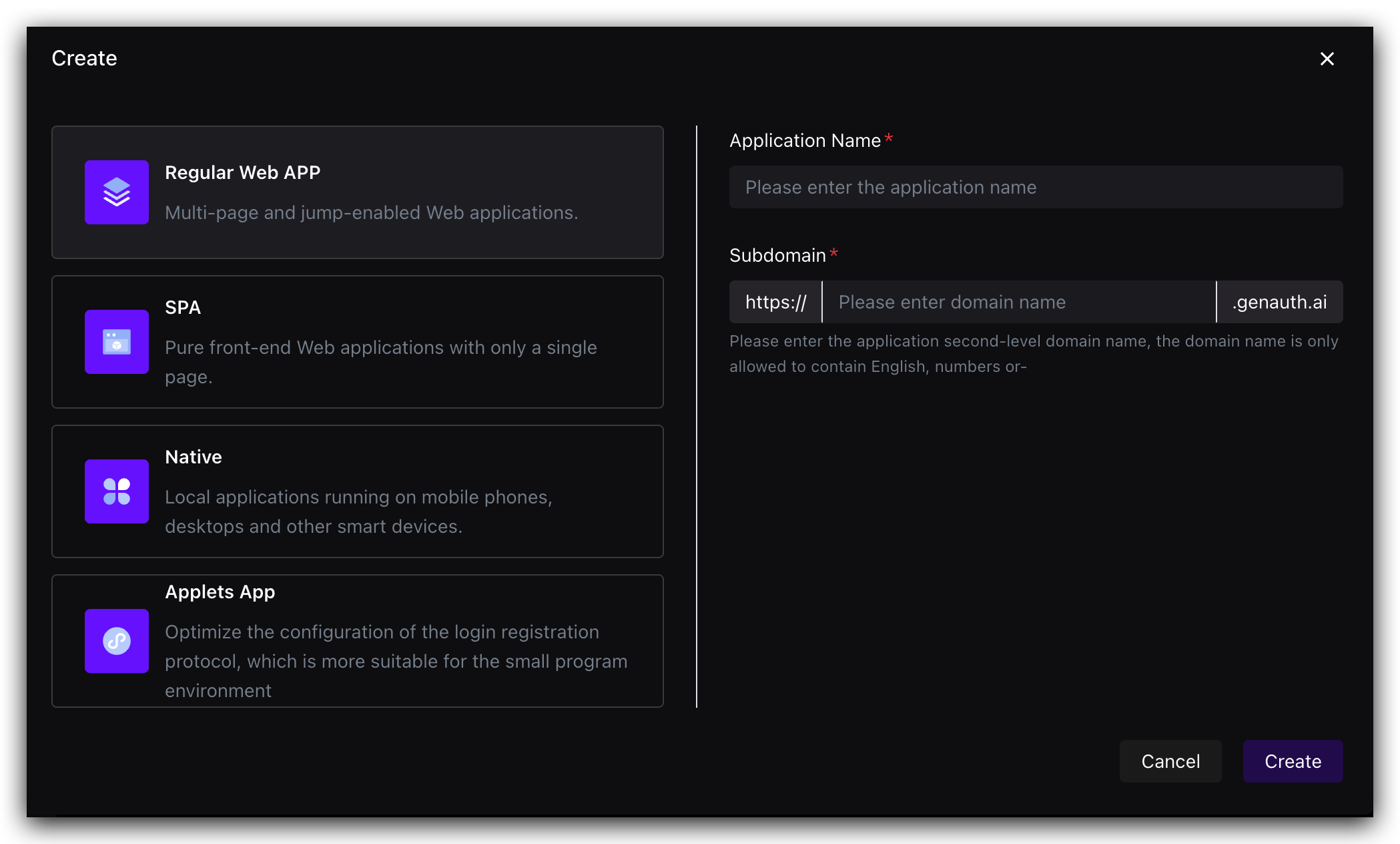 Create an application